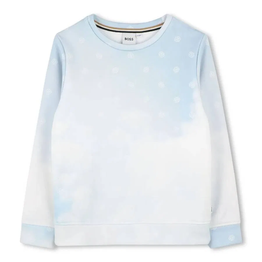 Свитшот с принтом BOSS Kidswear All-Over Logo Print Hugo Boss, Persian Blue