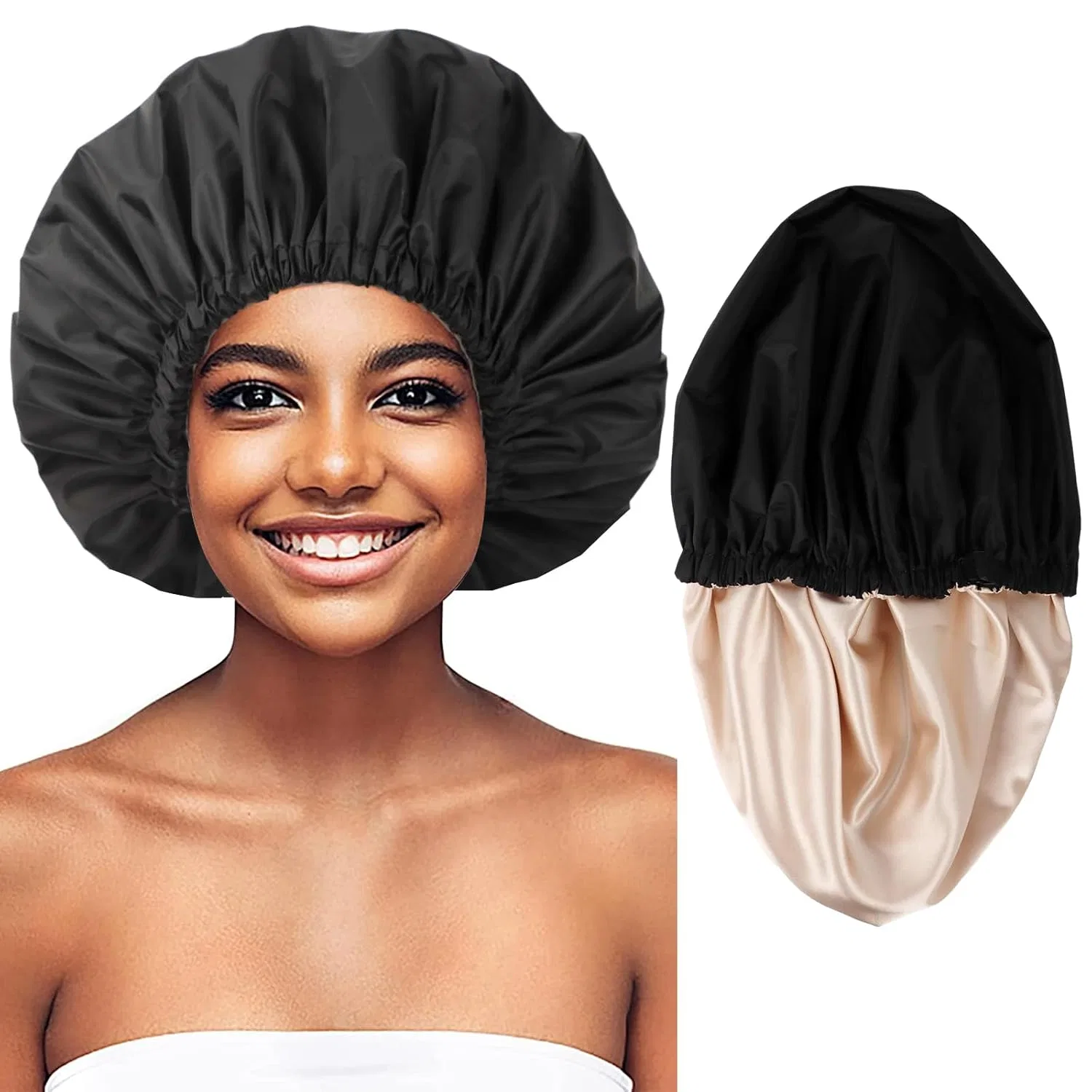 Шапочка для душа, satin lined, Himoswis, Large, Black