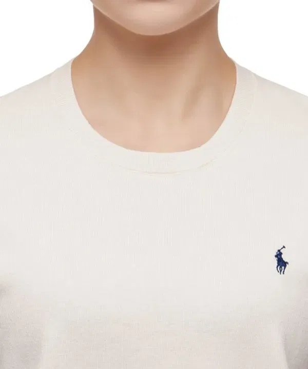 Свитер с коротким рукавом, хлопковый микс, Polo Ralph Lauren, айвори — фото 3