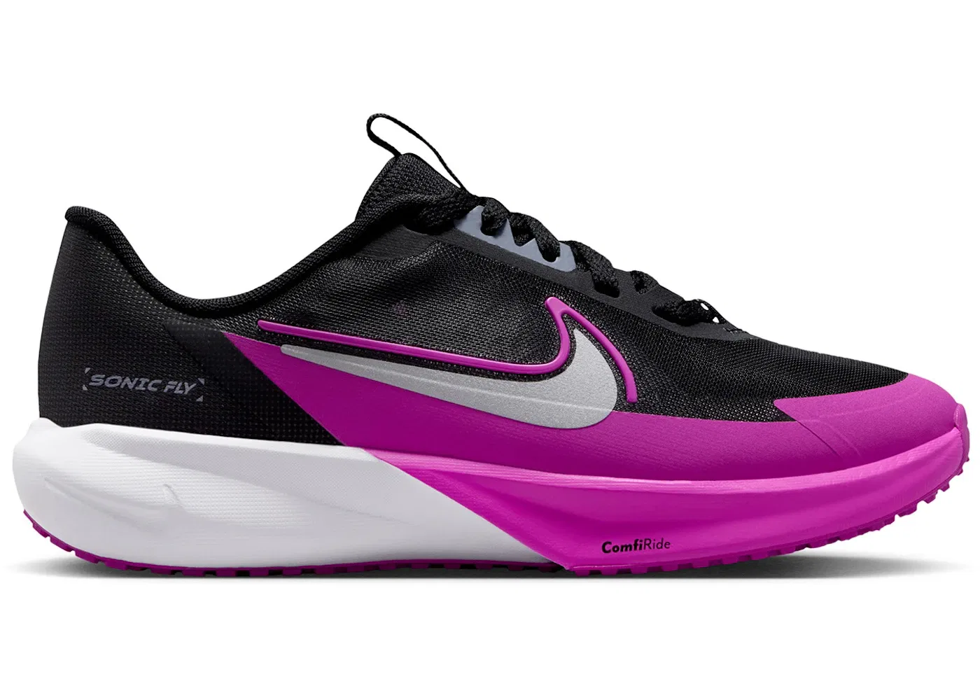 Детские кроссовки беговые Nike Sonic Fly, Black/Vivid Purple/Light Carbon/Metallic Silver
