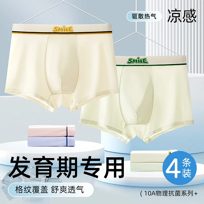 Детские трусы для мальчиков с принтом 4 Pack Light Umber Light Purple White White MIIOW — фото 4