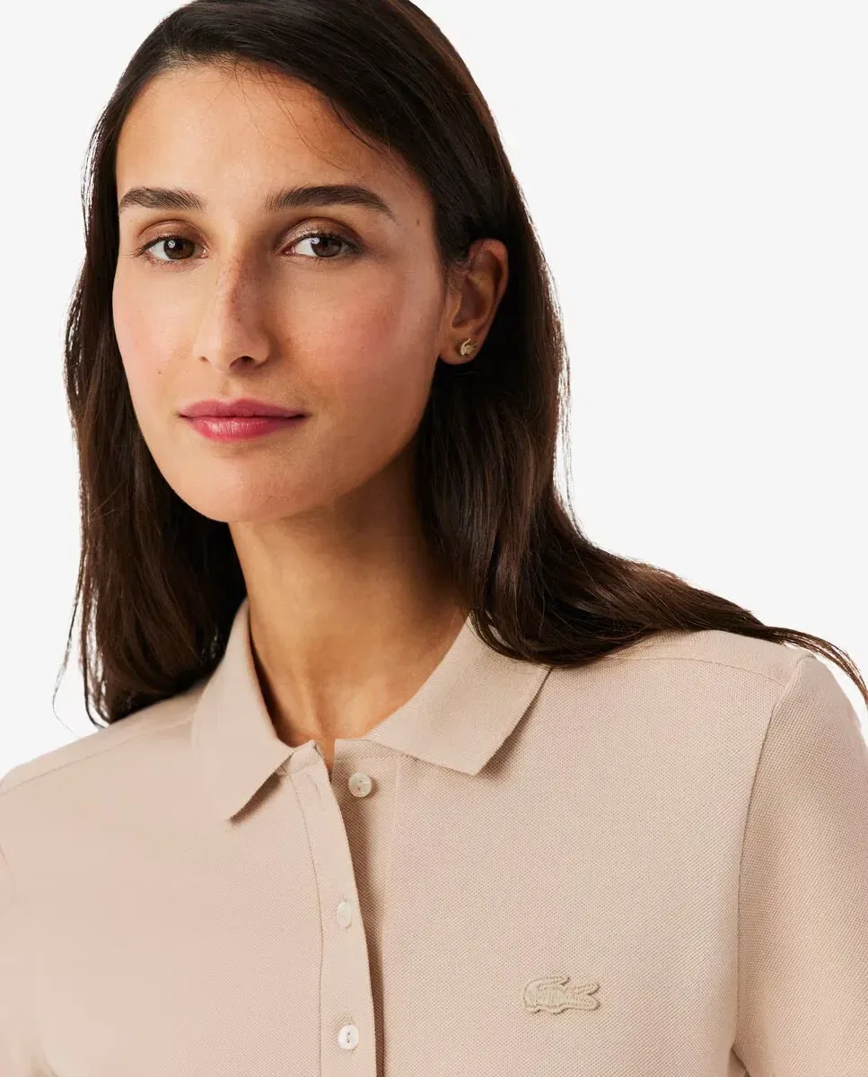 Поло Lacoste Beige из пике с коротким рукавом — фото 4