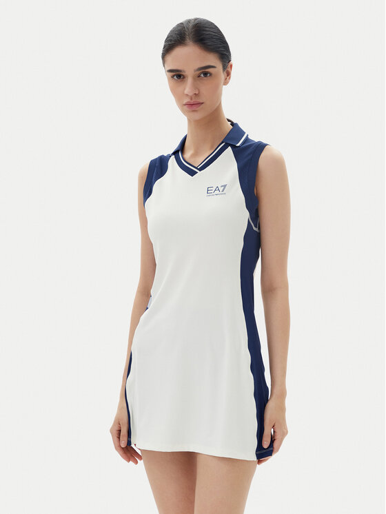 

Теннисное платье облегающего кроя 7W000326 AF13282 M0058 Ea7 Emporio Armani, белый