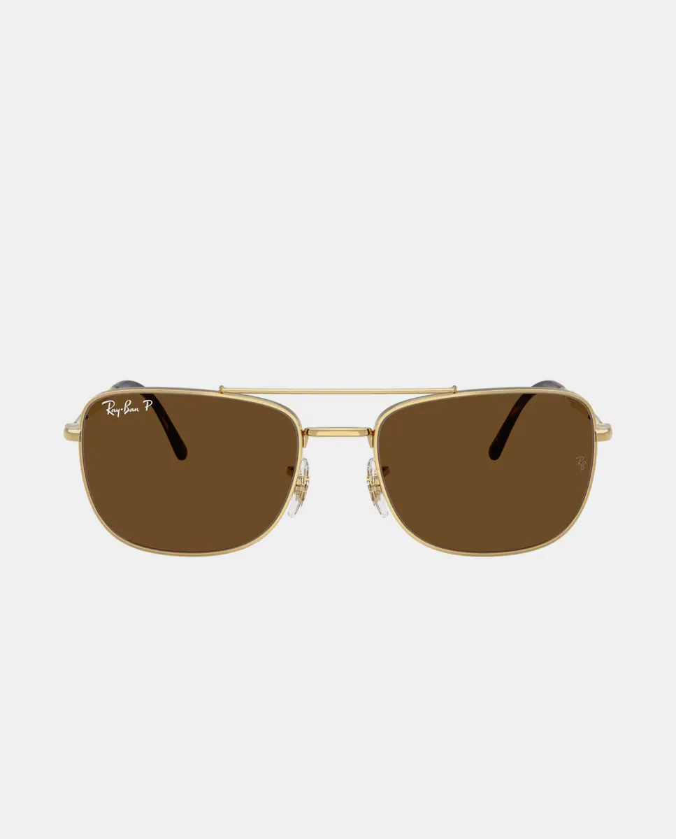 

Солнцезащитные очки унисекс прямоугольной формы из металла Ray-Ban, золотой