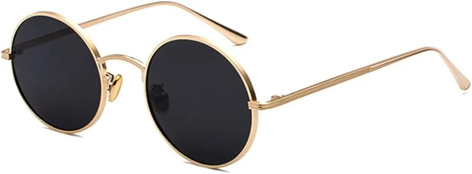 

Солнцезащитные очки в золотой круглой металлической оправе для мужчин, ретро-стиль для женщин, летние солнцезащитные очки с красными линзами VFDHN, Gold With Black