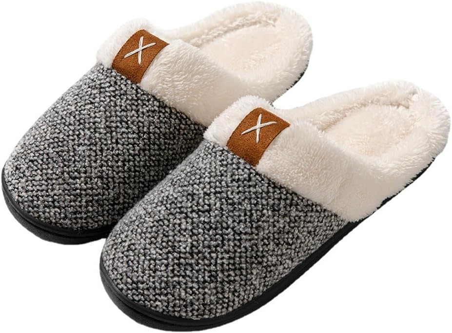 

Мягкие и утепленные тапочки для женщин и мужчин, теплые зимние модные тапочки, мягкие противоскользящие тапочки для дома и улицы, модные цвета и узоры Fswinder, серый