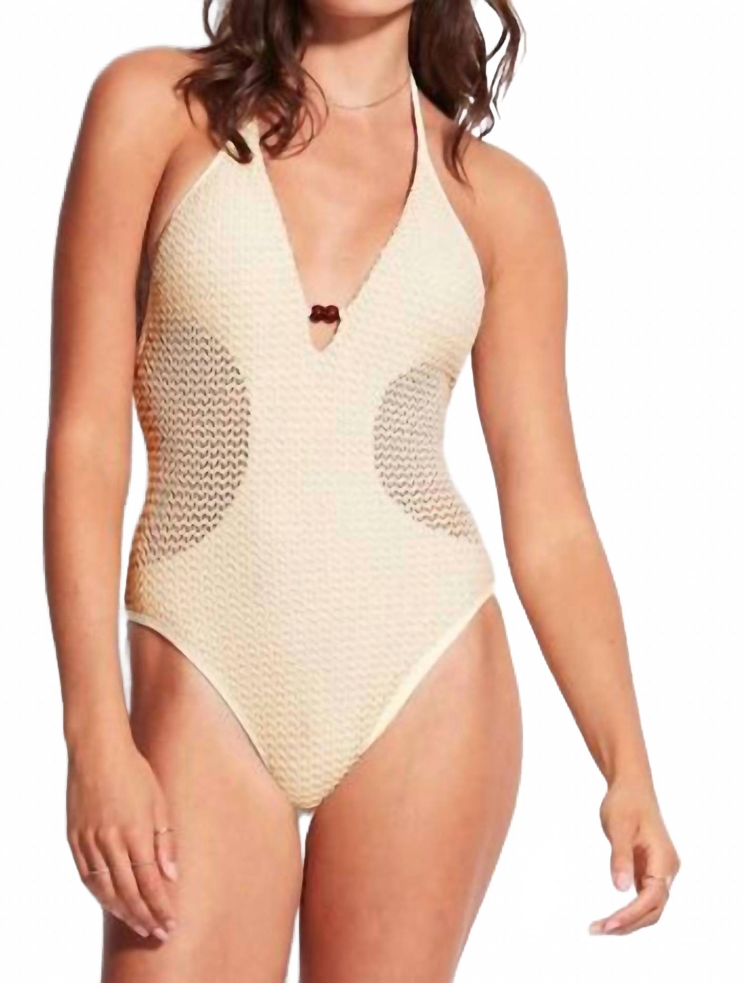 

Слитный купальник Dreamcatcher Halter цвета экрю Seafolly, экрю, Белый, Слитный купальник Dreamcatcher Halter цвета экрю Seafolly, экрю