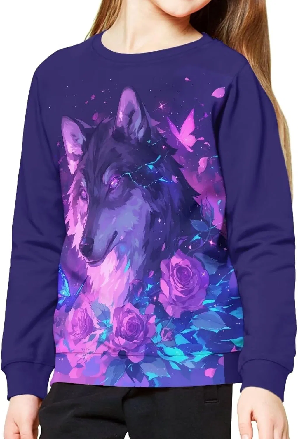 Свитшот детский ZPINXIGN, Wolf Rose 2, 6-14 лет