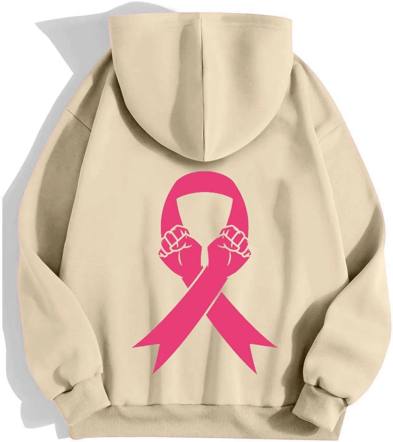 Женская худи на молнии, Breast Cancer Awareness, бежевый — фото 4