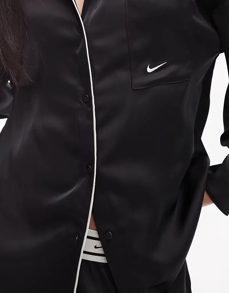 Сатиновая рубашка с длинными рукавами Nike, черный — фото 3