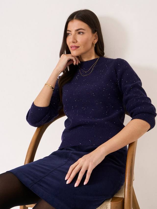 

Свитер с воротником-гольф и пайетками Crew Clothing, Navy