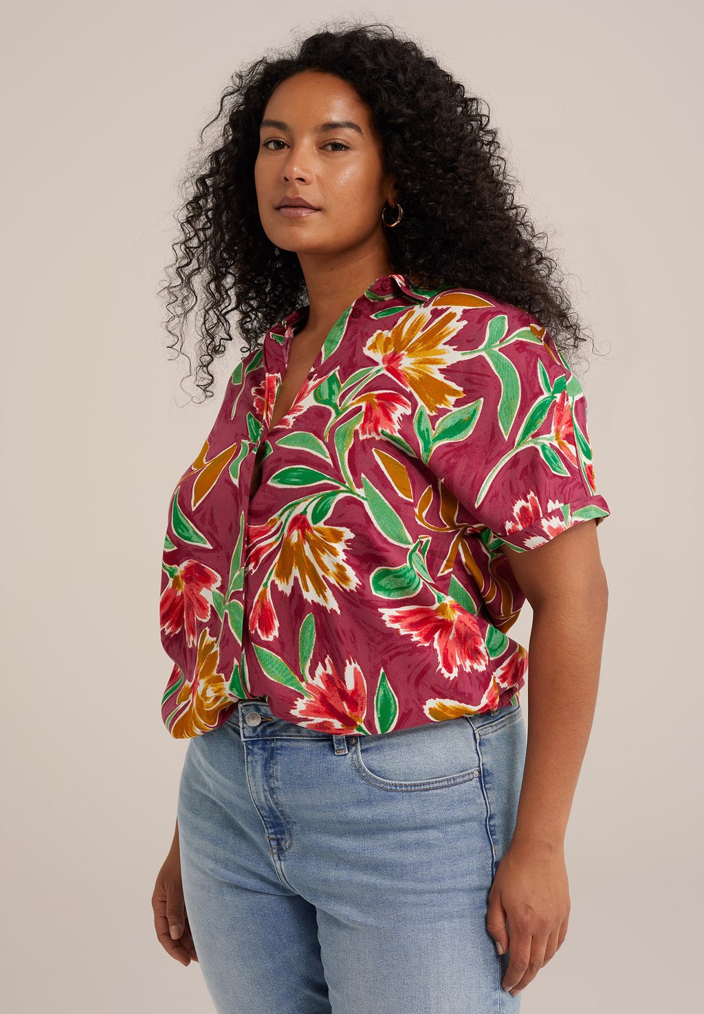 

Блузка на пуговицах WE Fashion, фиолетовый