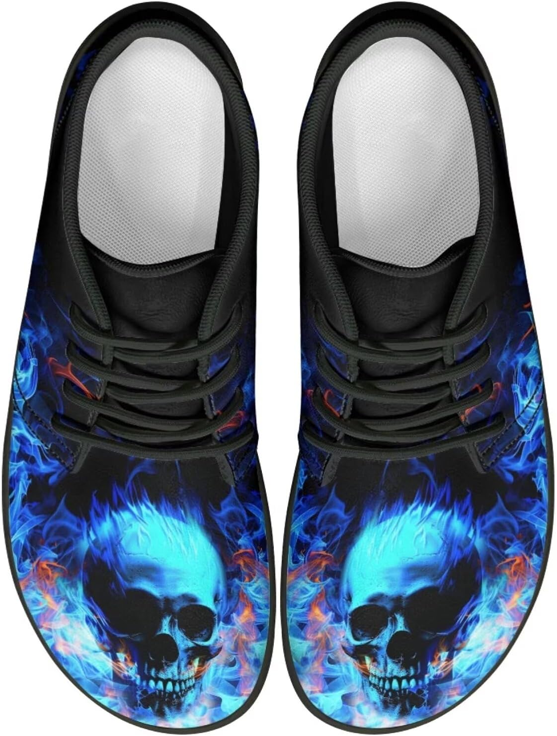 Мужские ботинки Forchrinse Blood Skull, модные кроссовки, кожаные ботинки средней высоты на шнуровке, для прогулок и вождения, с подошвой EVA, синий — фото 3