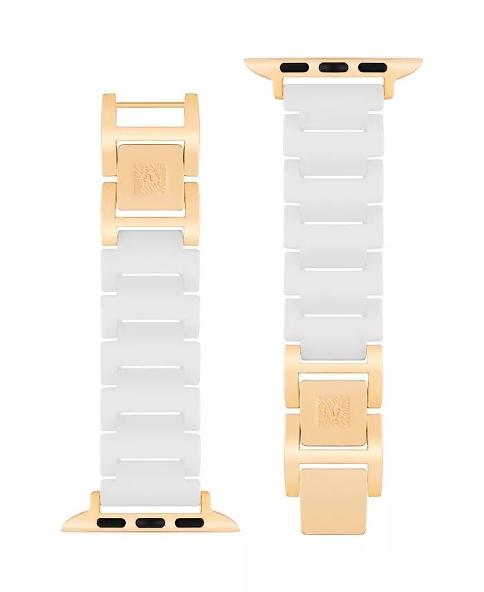 

Женский браслет из белой керамики и золотистого сплава, совместимый с Apple Watch 42/44/45/Ultra/Ultra 2 Anne Klein, мультиколор