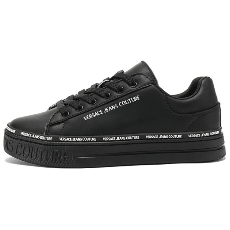 

Кроссовки VERSACE JEANS Couture Logo-print Leather Sneakers, черный