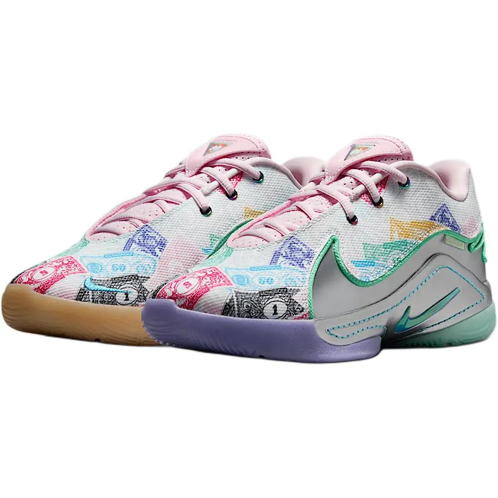 Nike Легкие детские баскетбольные кроссовки LeBron 22 с амортизацией, износостойкие, белый розовый синий зеленый — фото 4