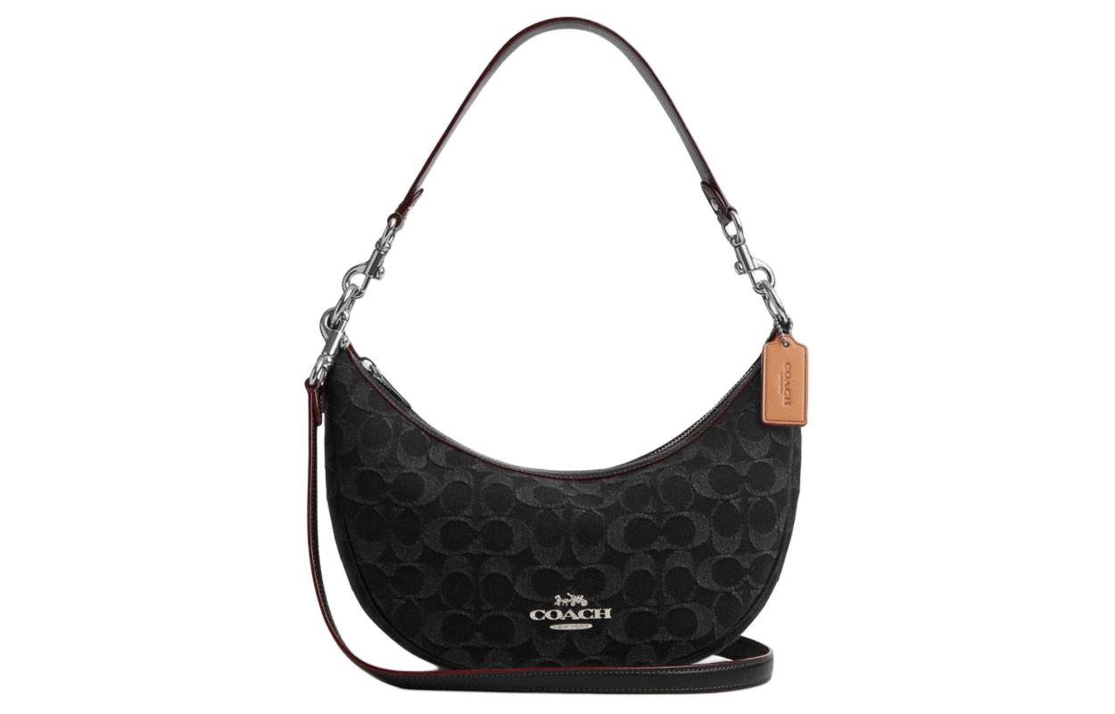 

Сумка через плечо Aria Denim Crescent среднего размера женская черная COACH