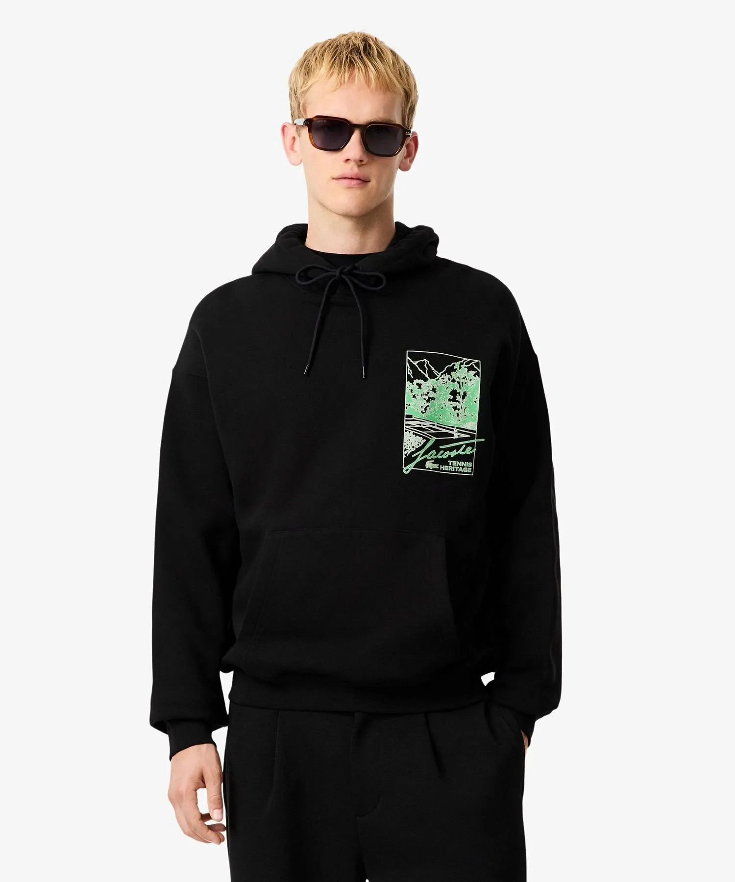 Худи с принтом «Теннисное наследие» LACOSTE, Black — фото 2