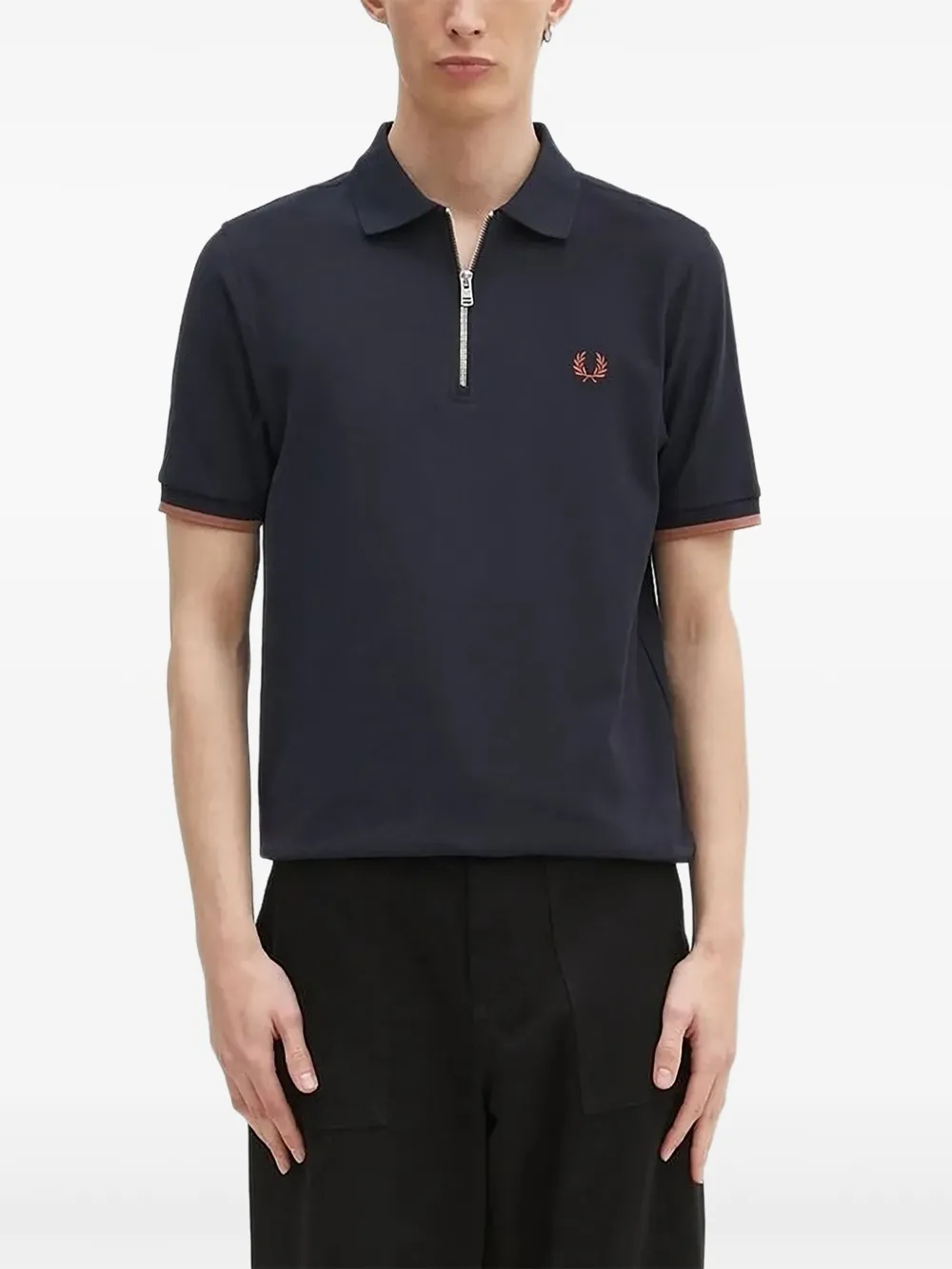 

Рубашка-поло с застежкой-молнией и вышитым логотипом Fred Perry, синий