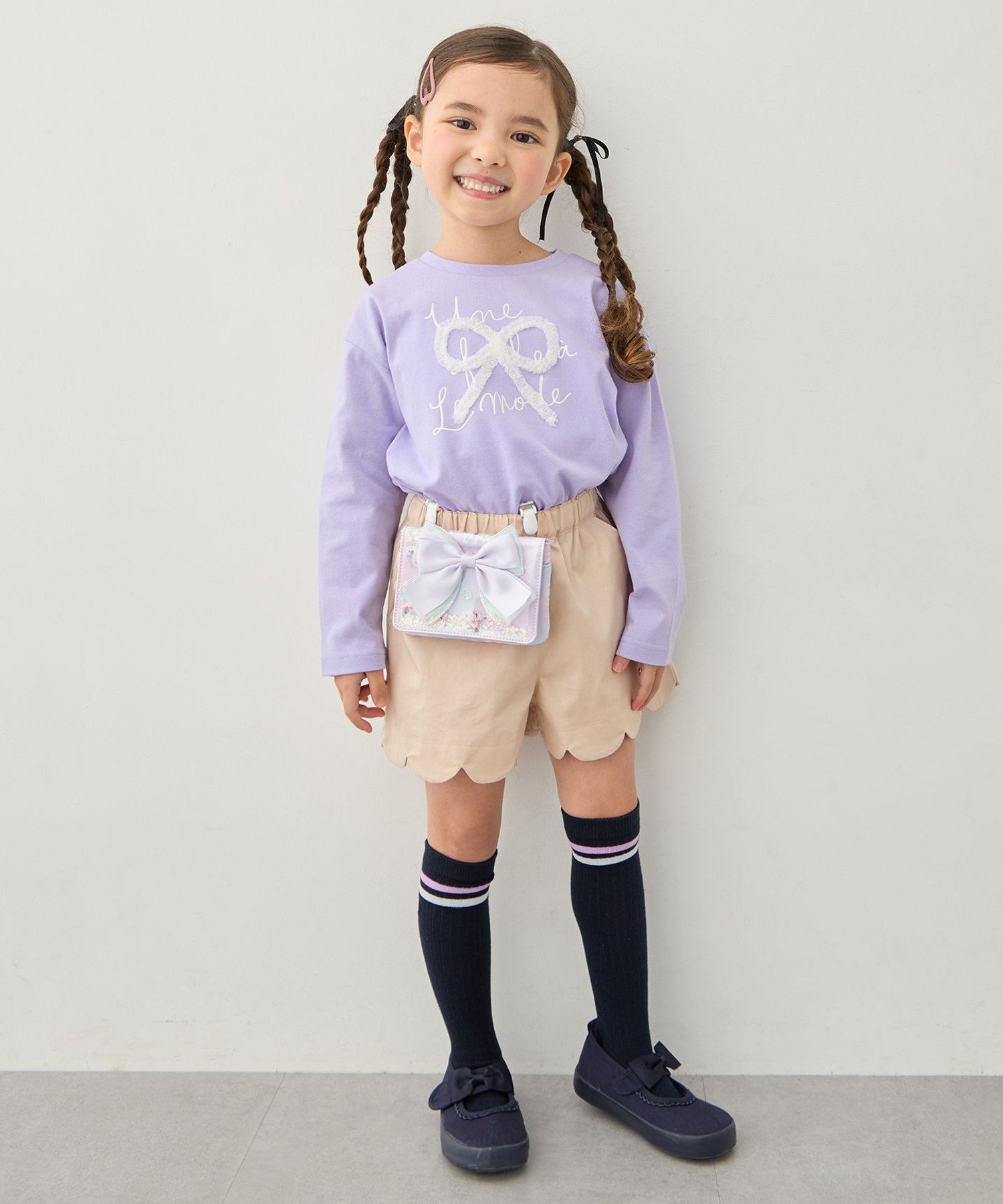 Футболка с длинным рукавом "100% хлопок" с ленточками ANY KIDS, Lavender [082] — фото 4