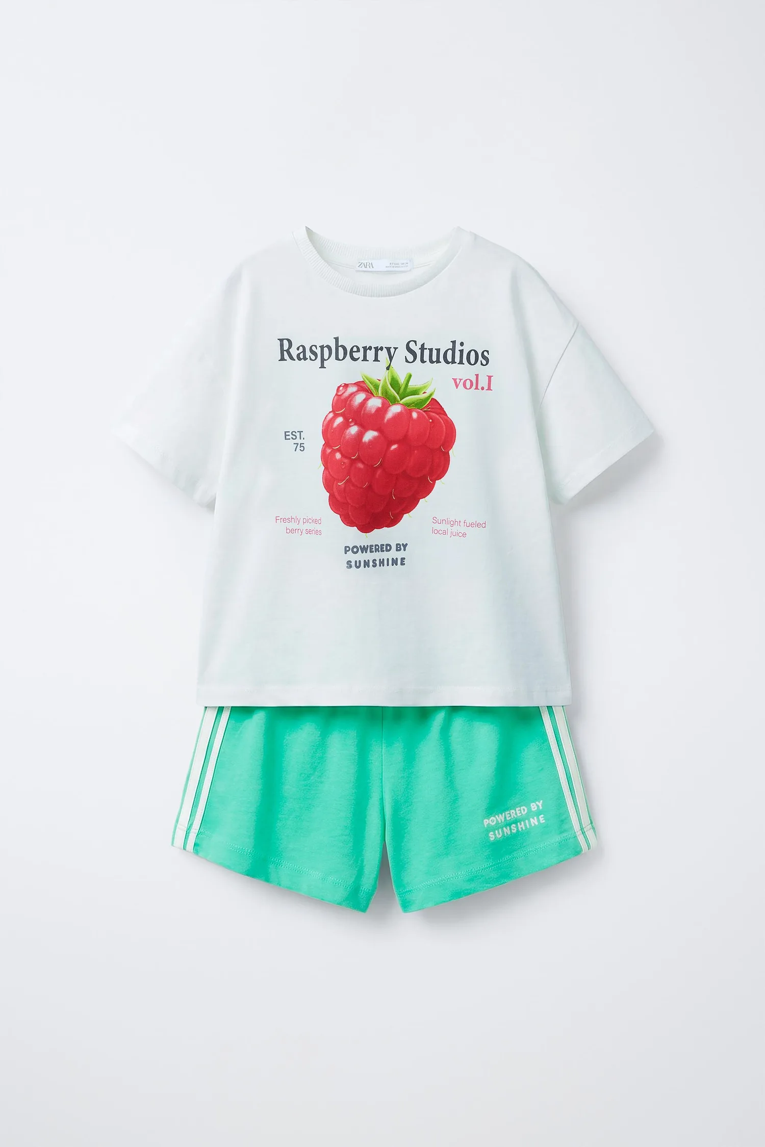 Для детей 6-14 лет / пижама с малиновым принтом Zara, зеленый