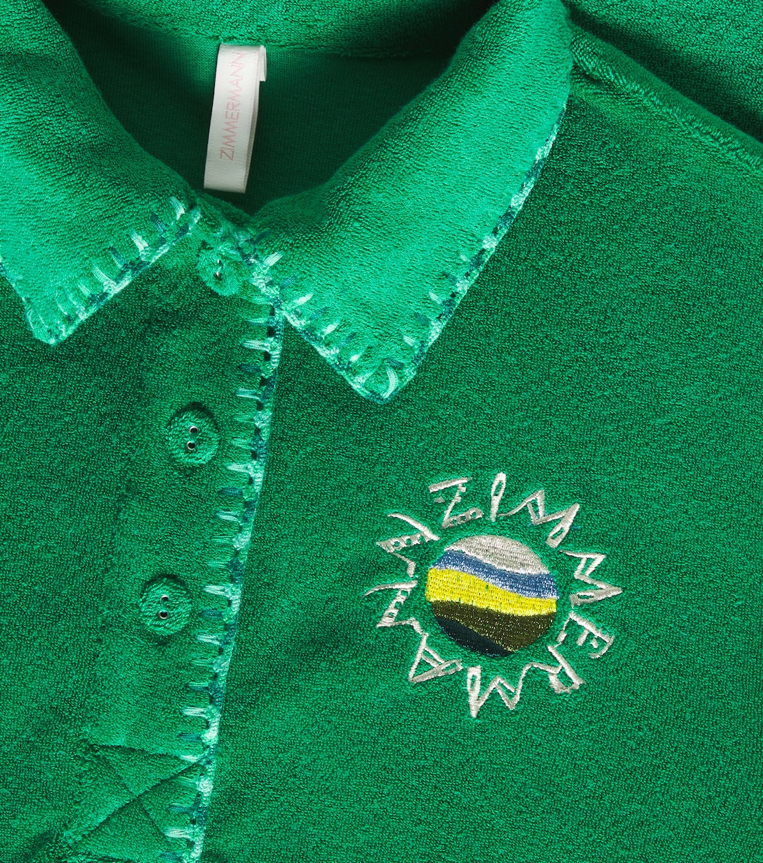 Платье из хлопкового велюра Everley Zimmermann Kids, Emerald — фото 3
