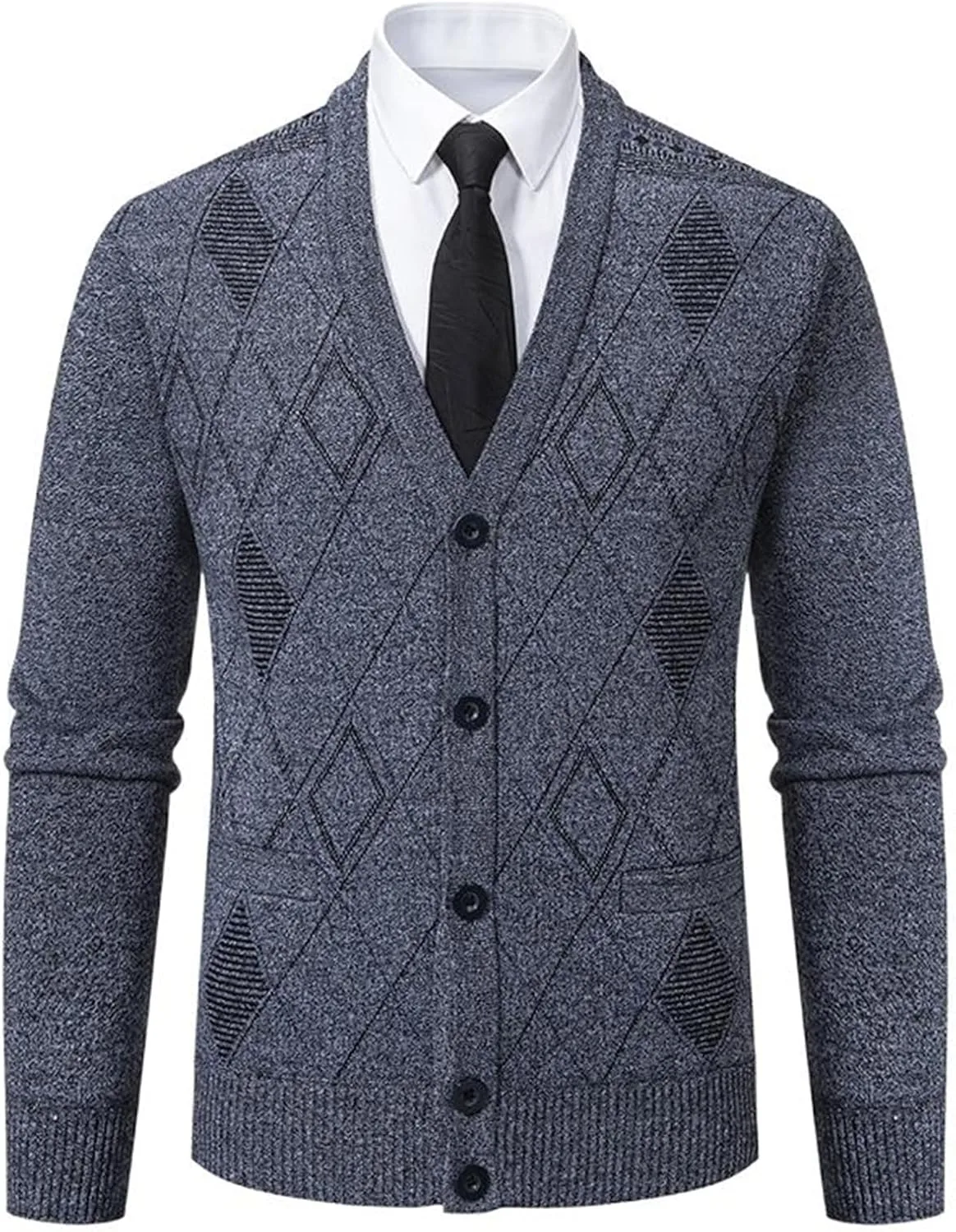 

Мужской кардиган в стиле ретро, свободный вязаный ESFHWYP