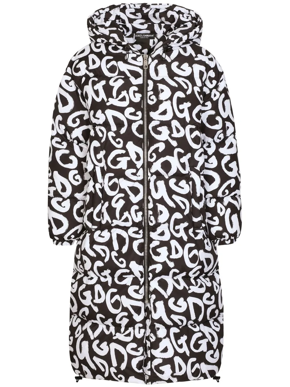 

Пальто на молнии с капюшоном и логотипом DOLCE & GABBANA, черный