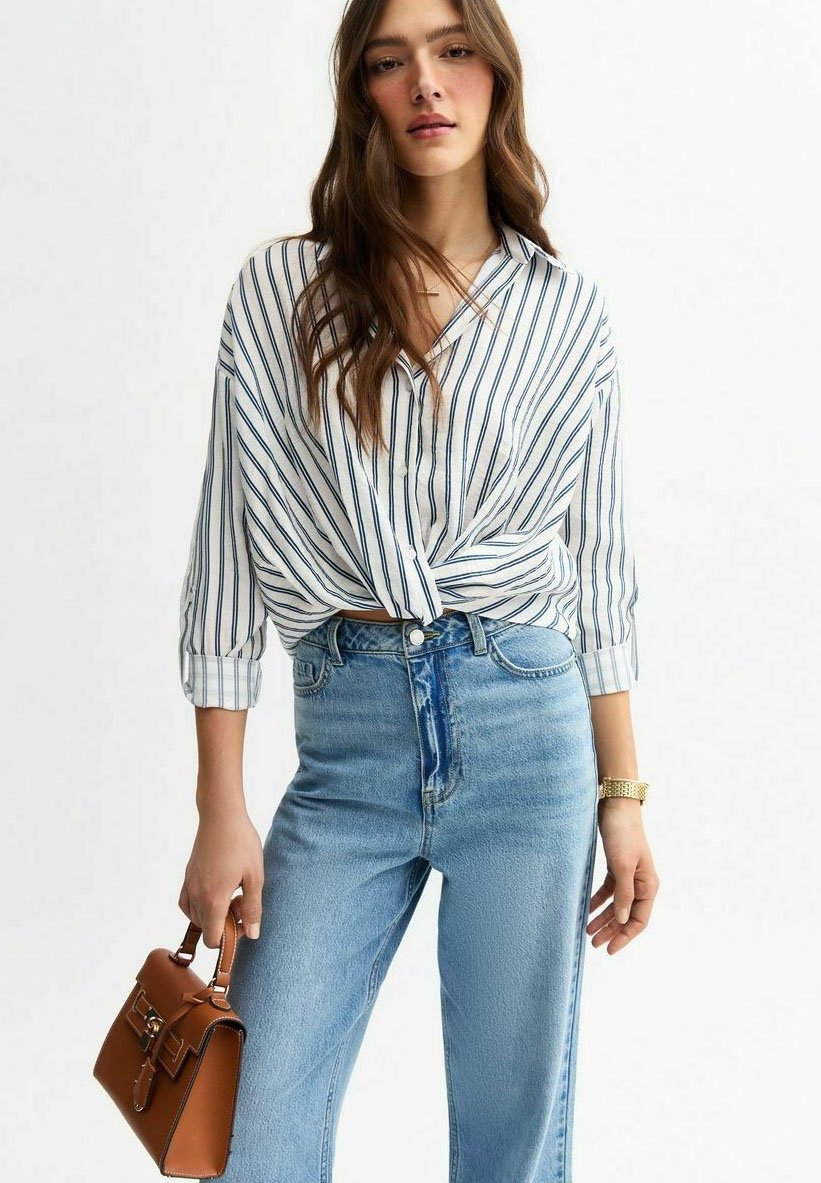 

Блузка на пуговицах STRIPED TWIST New Look, синий