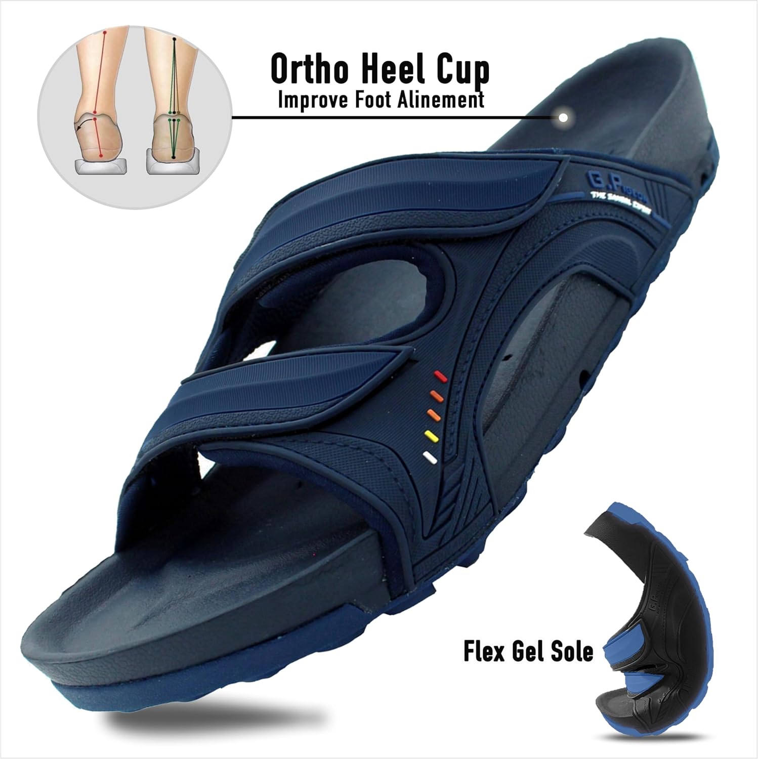 Сандалии Gold Pigeon Shoes PIRO унисекс с ортопедической стелькой Orthoheel, высокоплотным гелем и подошвой с водоотведением, 9030 Navy-22 — фото 3