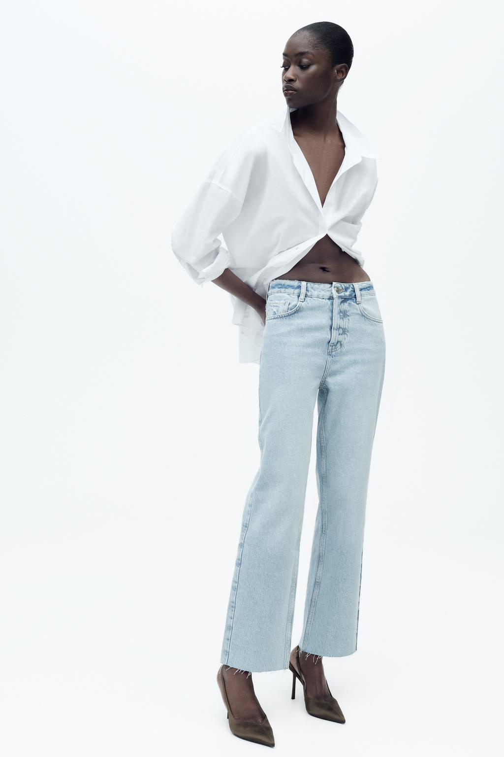 

Джинсы прямого кроя с высокой талией z1975 ZARA, светло-голубой