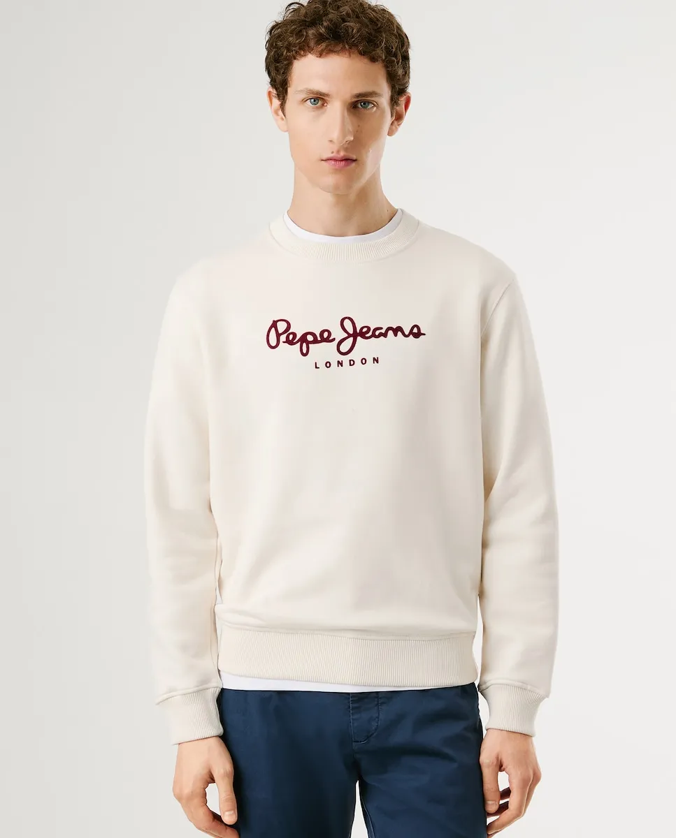 

Мужская толстовка с круглым вырезом и печатным логотипом Pepe Jeans, светло-бежевый