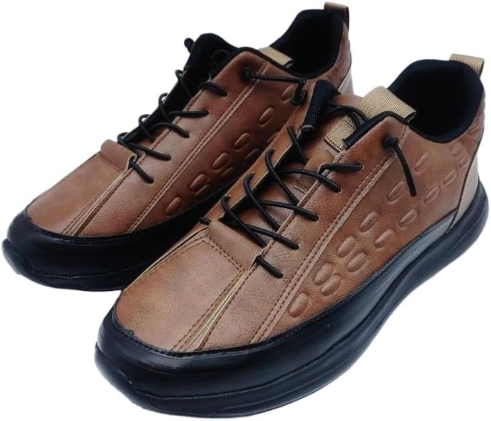 

Мужские однотонные спортивные кроссовки на шнуровке- толстая подошва, легкий и удобный вариант для ношения на открытом воздухе Hoalox, коричневый