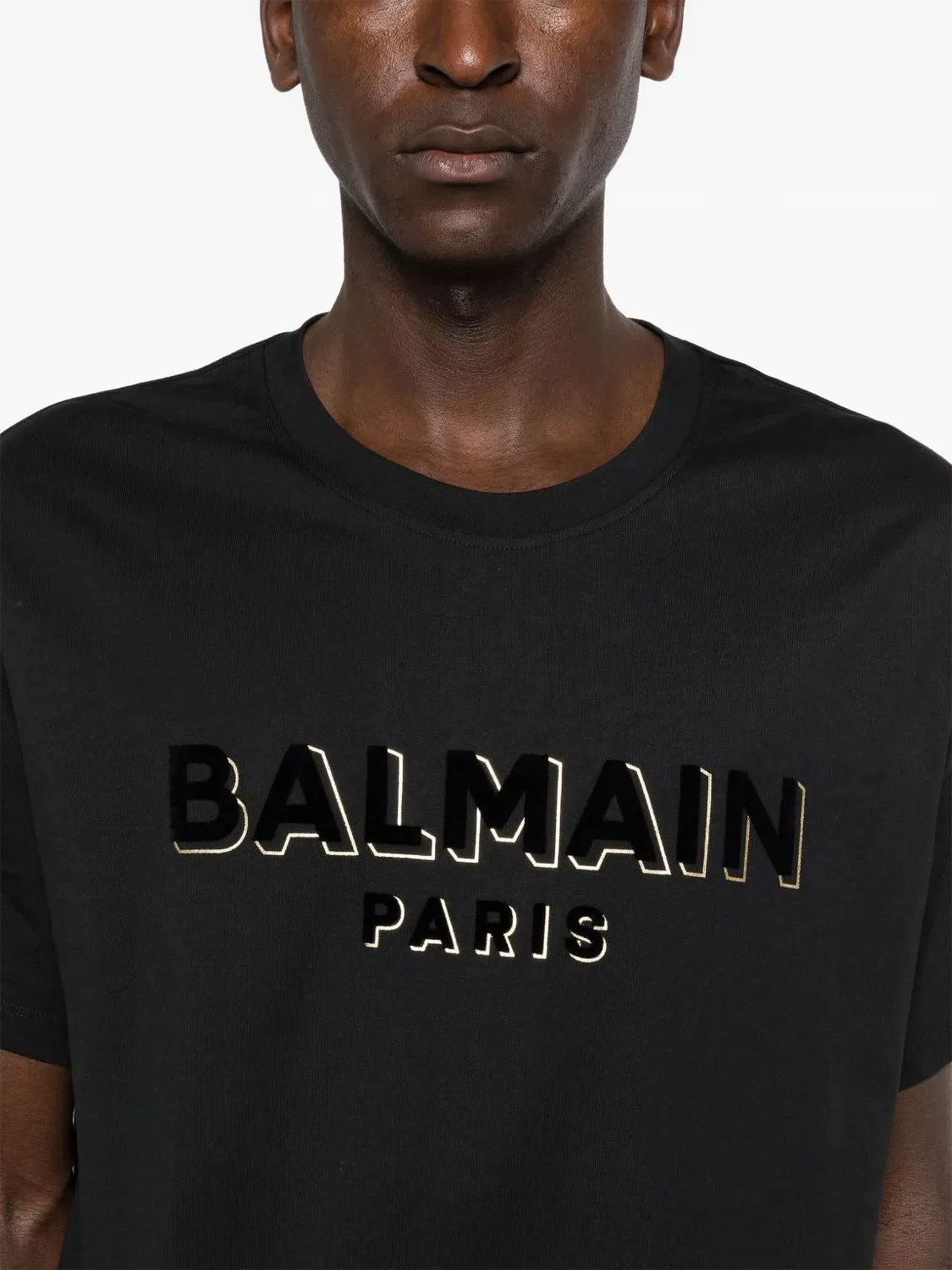 Футболка с принтом логотипа черная Balmain, черный — фото 2