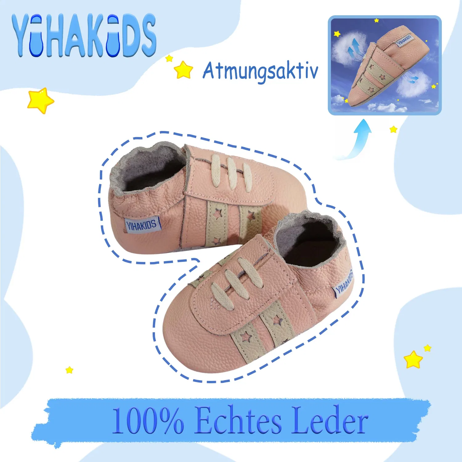 Пинетки кожаные с нескользящей подошвой Yihakids — фото 2