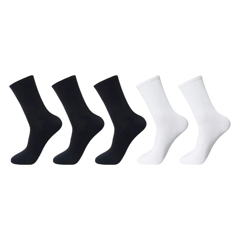 Детские носки до колена с принтом, комплект из 5 пар, MADALLO, 3 Black+2 White