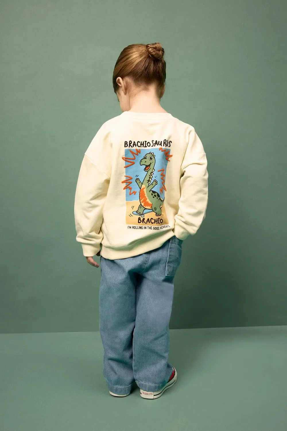 Свитшот оверсайз с принтом животного на спине Baby Boy Back Print Defacto, экрю