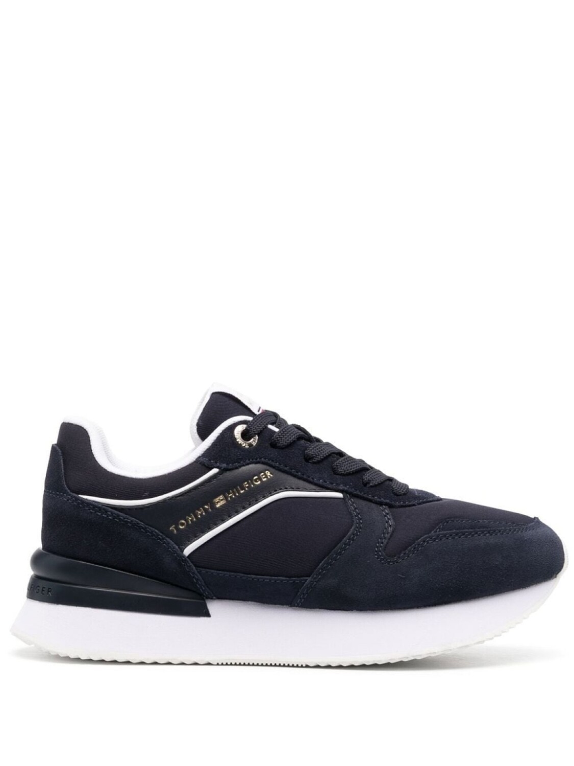 Tommy Hilfiger logo-debossed low-top suede sneakers, синий