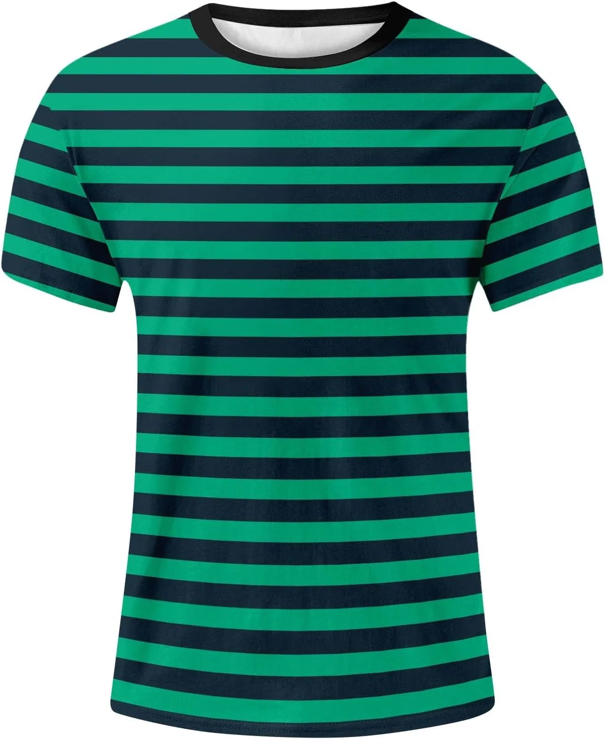 Мужская футболка с длинным рукавом в полоску Mens Summer Shirts, Green — фото 3