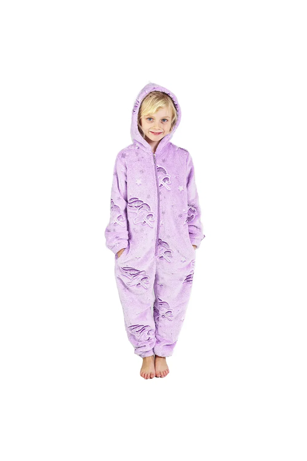 Детский боди-комбинезон с длинным рукавом Glow in the Dark Onesie Rainbow Unicorn Pyjama Citycomfort, Purple