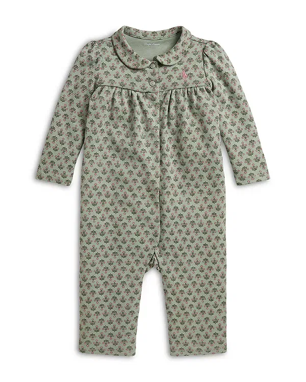 Детский комбинезон для девочек с принтом Floral Cotton Interlock Coverall Ralph Lauren, мультиколор