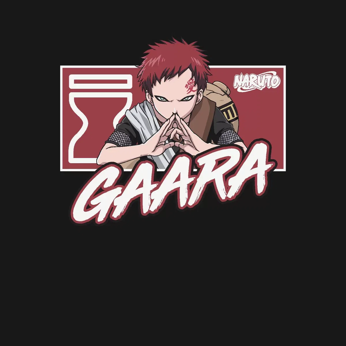 Детский свитшот с принтом Gaara Naruto, Черный — фото 2
