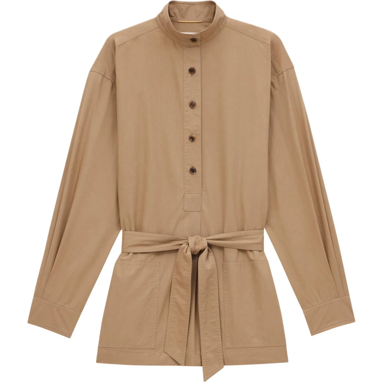 Женский тренч с поясом и пуговицами Khaki SAINT LAURENT, Хаки