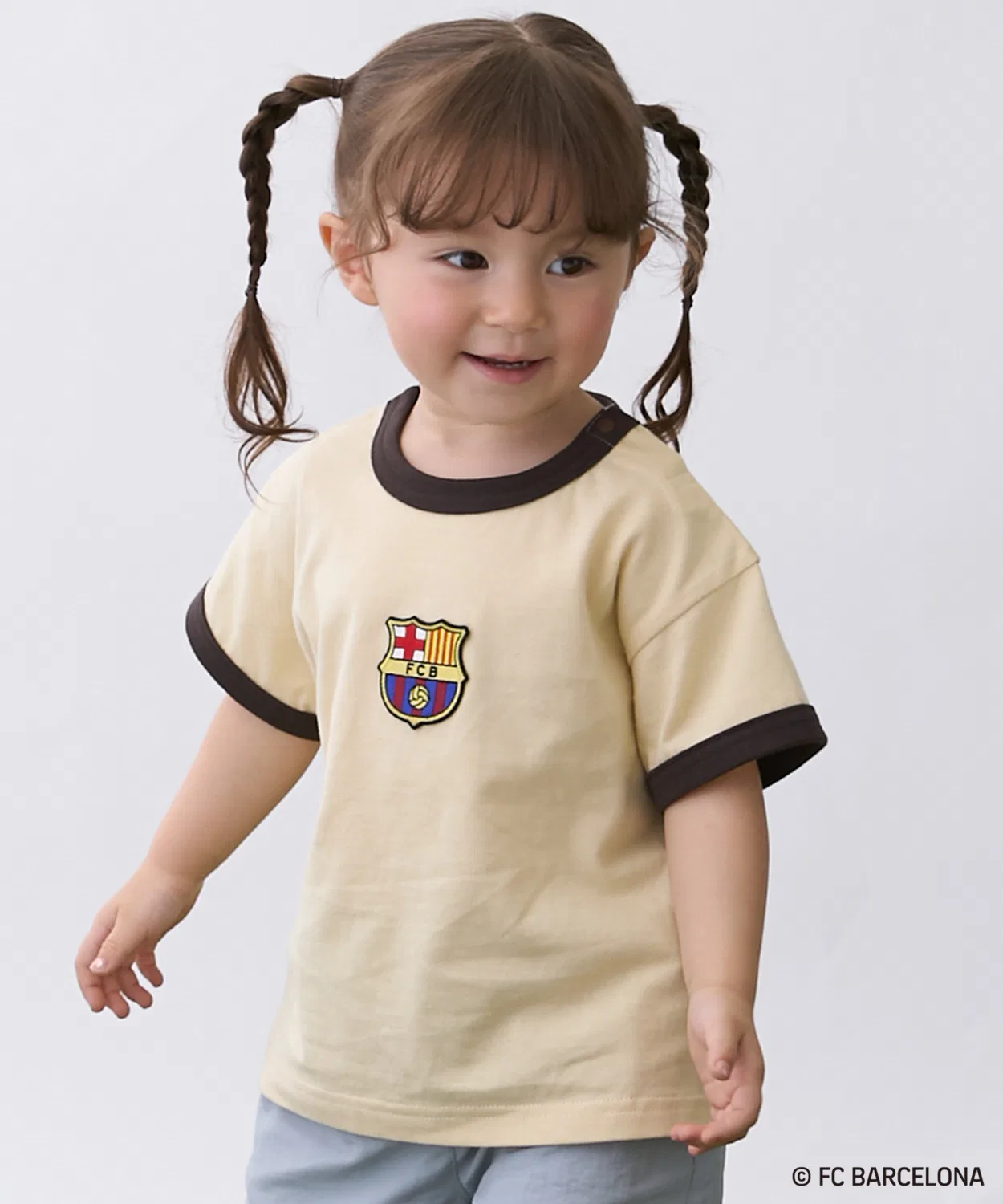 Детская футболка с контактной прохладой и эмблемой FC BARCELONA petit main, Light Beige