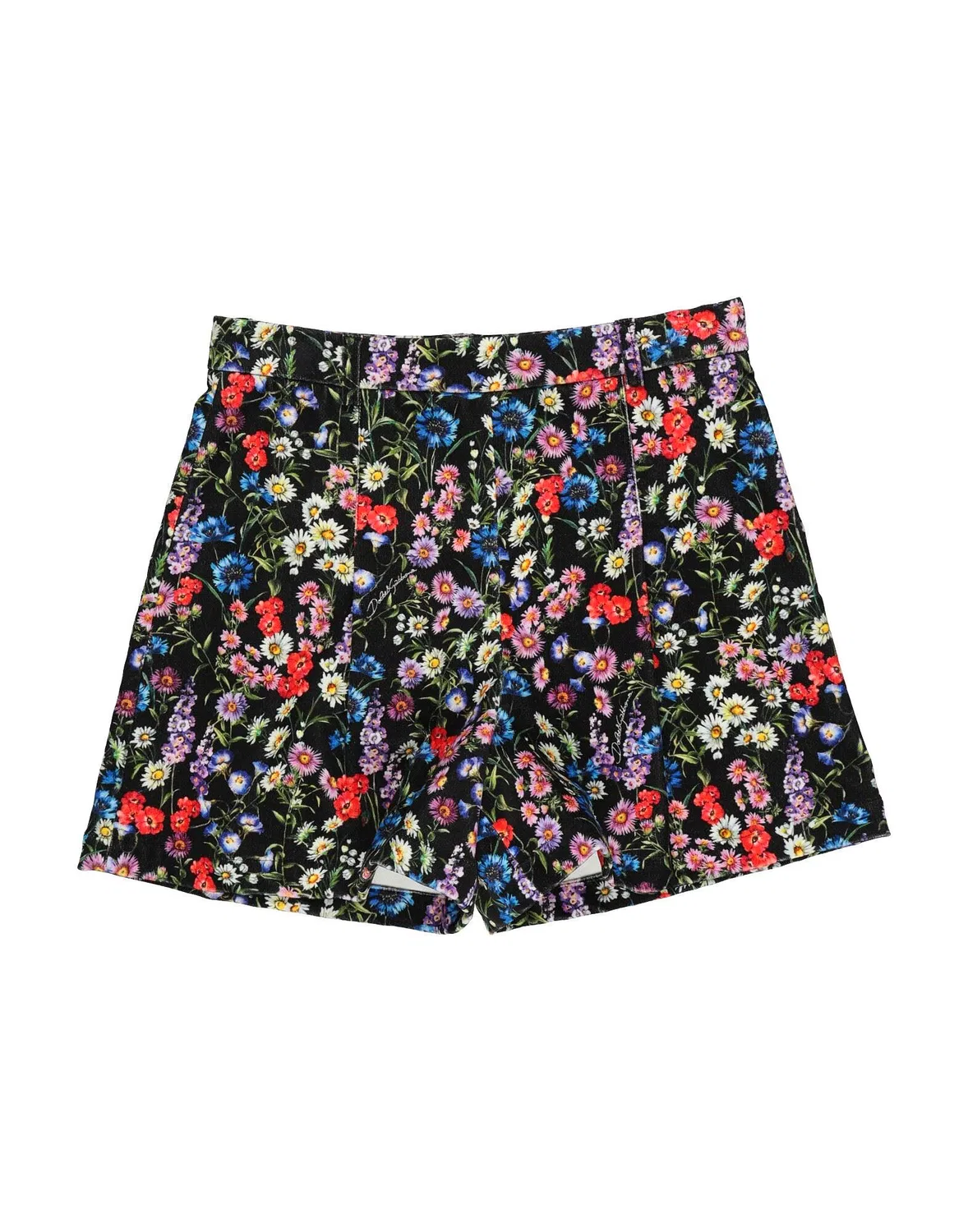 Шорты вельветовые с цветочным принтом Dolce&Gabbana, черный