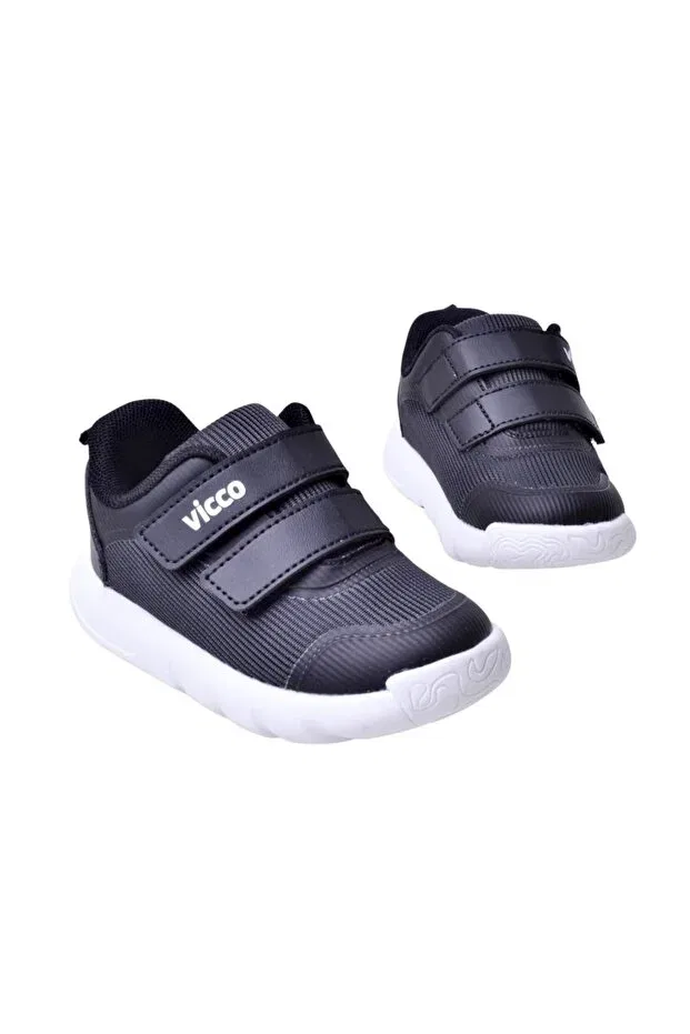 Детские спортивные туфли для девочек с липучкой Vicco, Black — фото 3