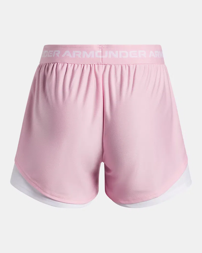 Детские шорты быстросохнущие из переработанного полиэстера UA Tech Play Up UnderArmour, Pink/White — фото 2