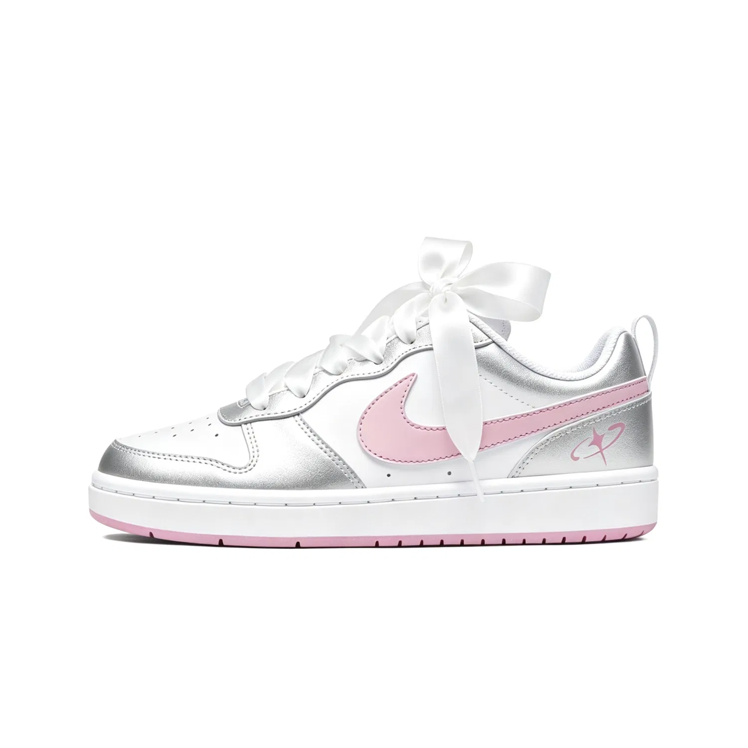 Детские кроссовки на низком ходу с дизайном Silver Pink Nike Court Borough, Silver Pink