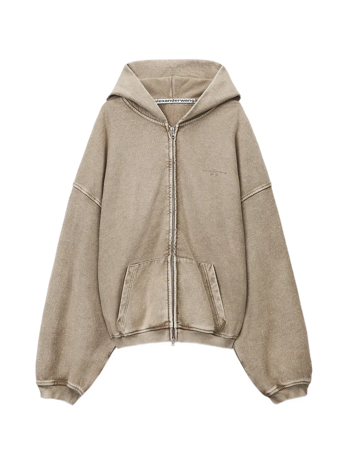 Худи оверсайз с кристаллами Alexander Wang, нейтральные