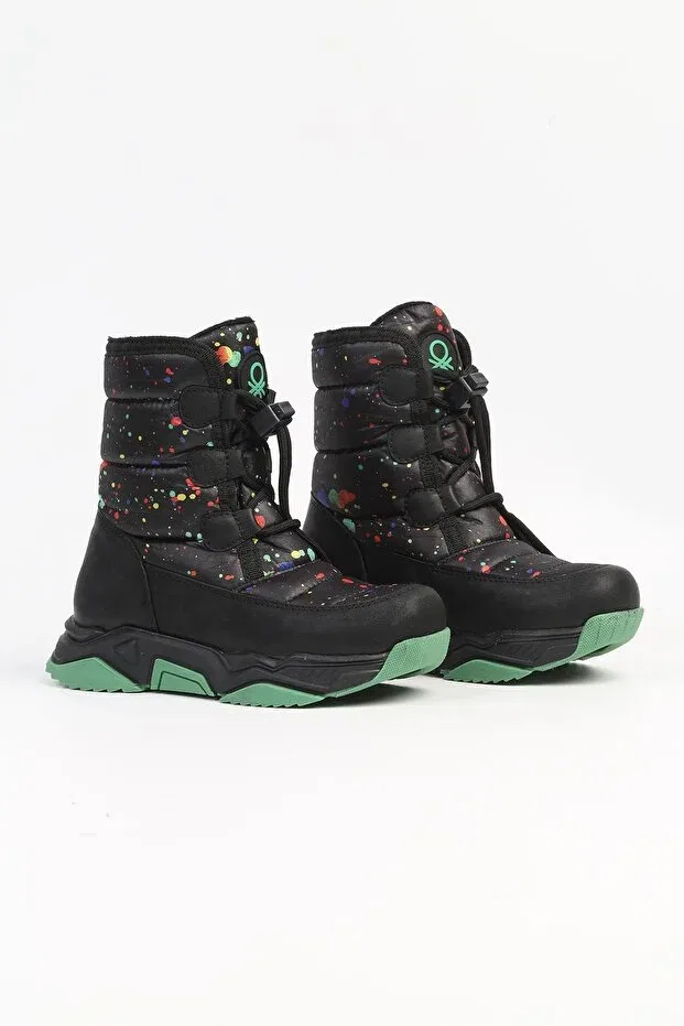 Детские ботинки для девочек с принтом Benetton, Black Green — фото 2